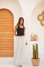 Grace Polka Maxi Skirt - WHITE