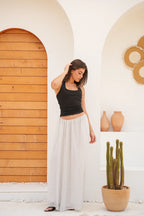 Grace Polka Maxi Skirt - WHITE