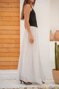 Grace Polka Maxi Skirt - WHITE