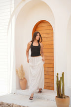 Grace Polka Maxi Skirt - WHITE
