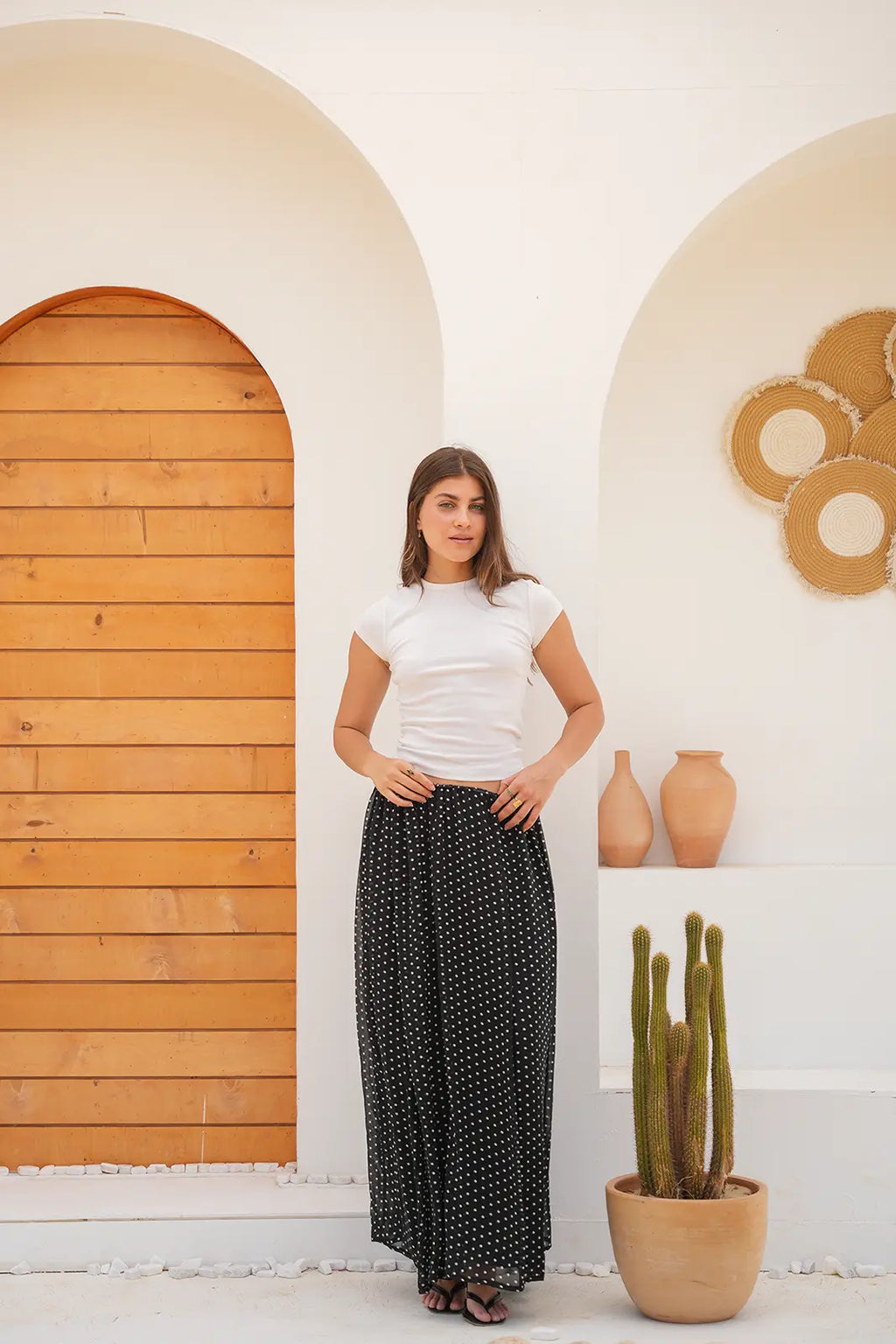 Grace Polka Maxi Skirt - Black
