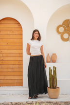 Grace Polka Maxi Skirt - Black