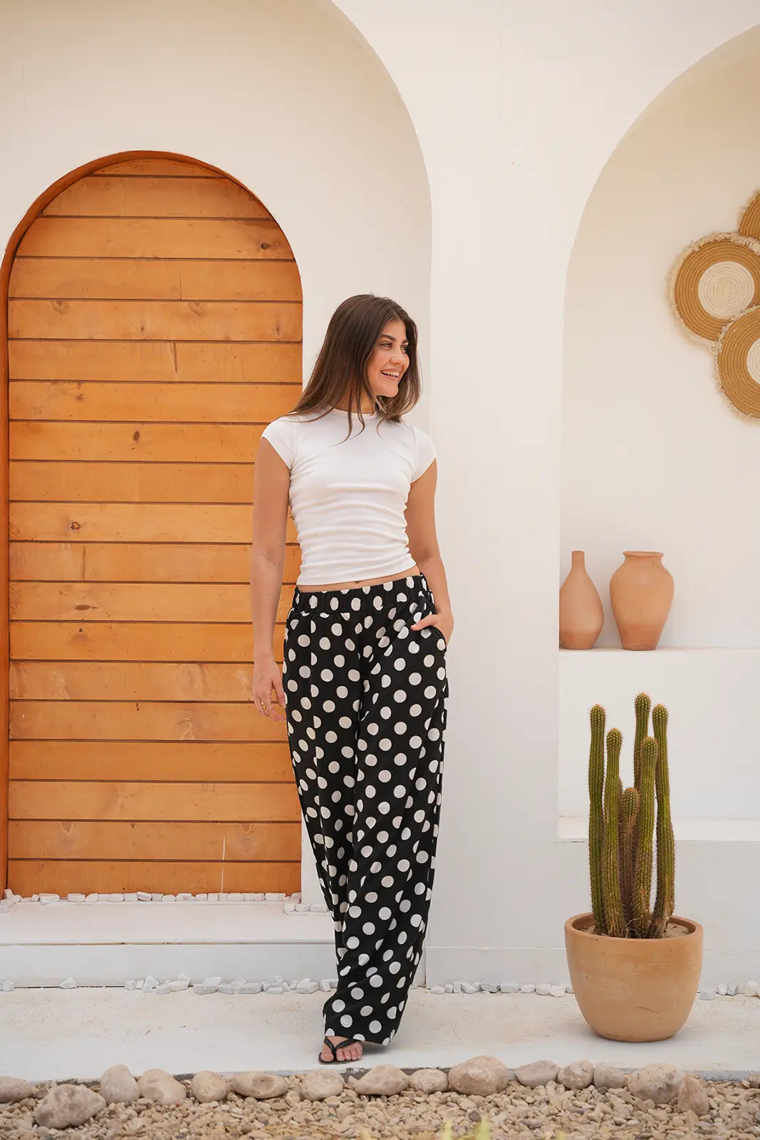 Riviera Polka Flow Pants - Black