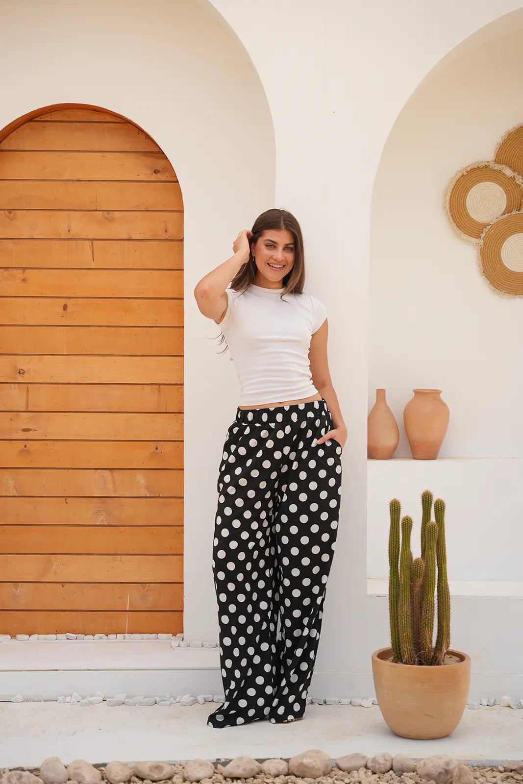 Riviera Polka Flow Pants - Black