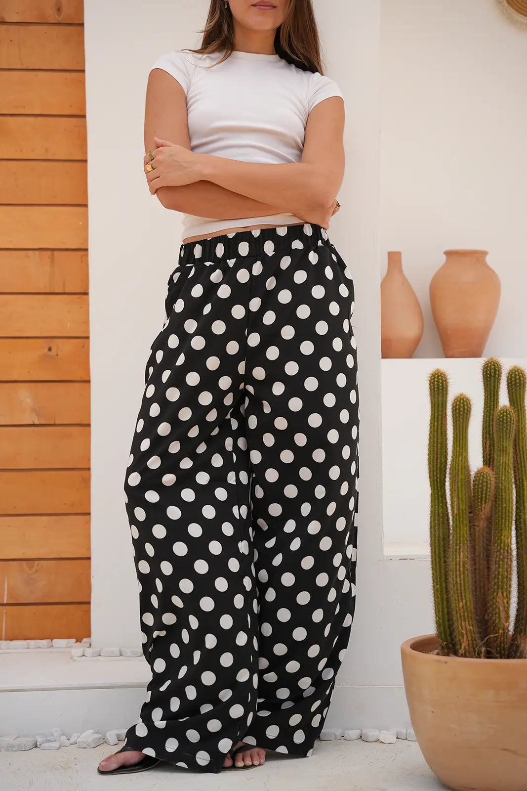 Riviera Polka Flow Pants - Black
