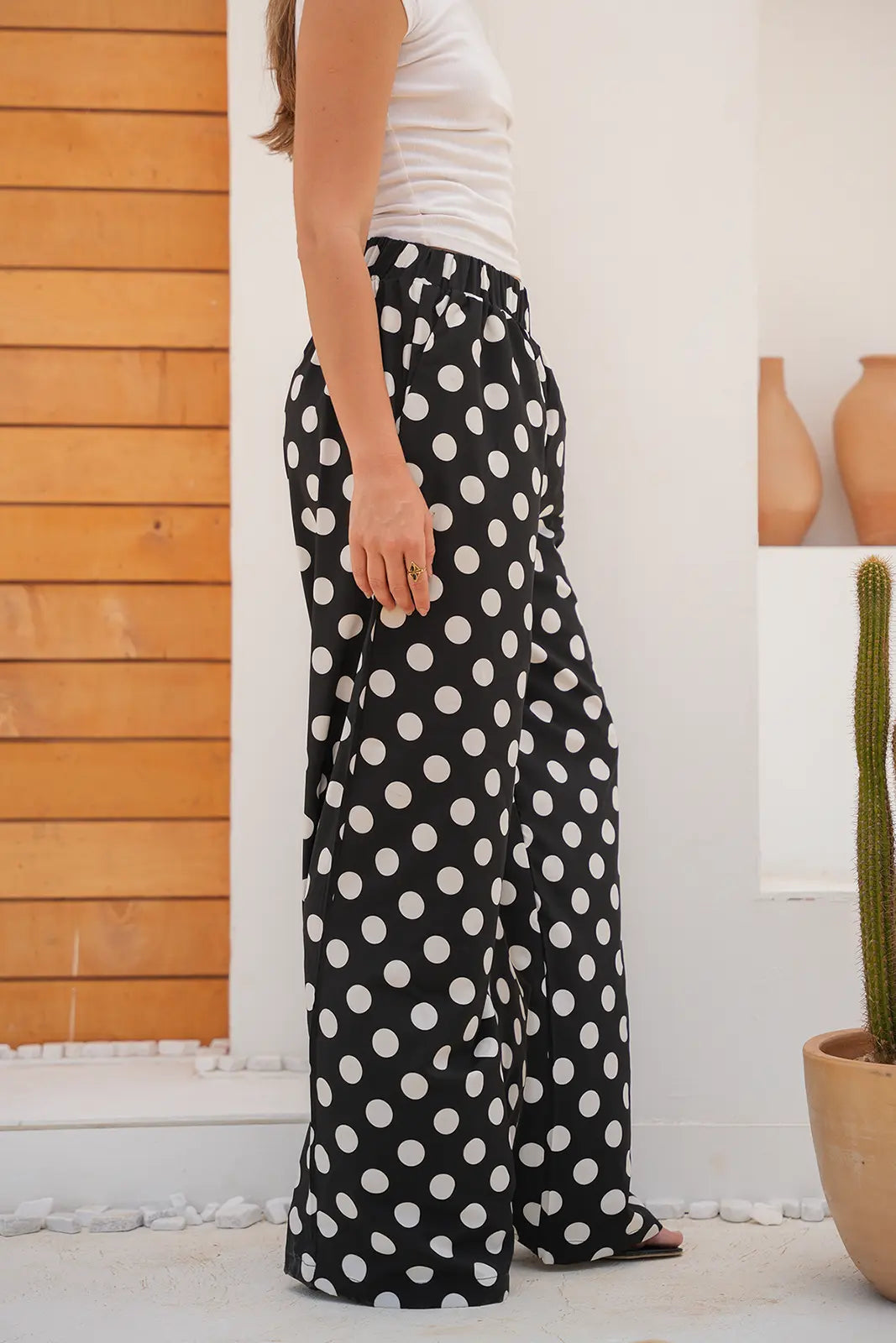 Riviera Polka Flow Pants - Black