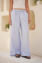 Oxford Baby Blue Stripe Wide-Leg Trousers