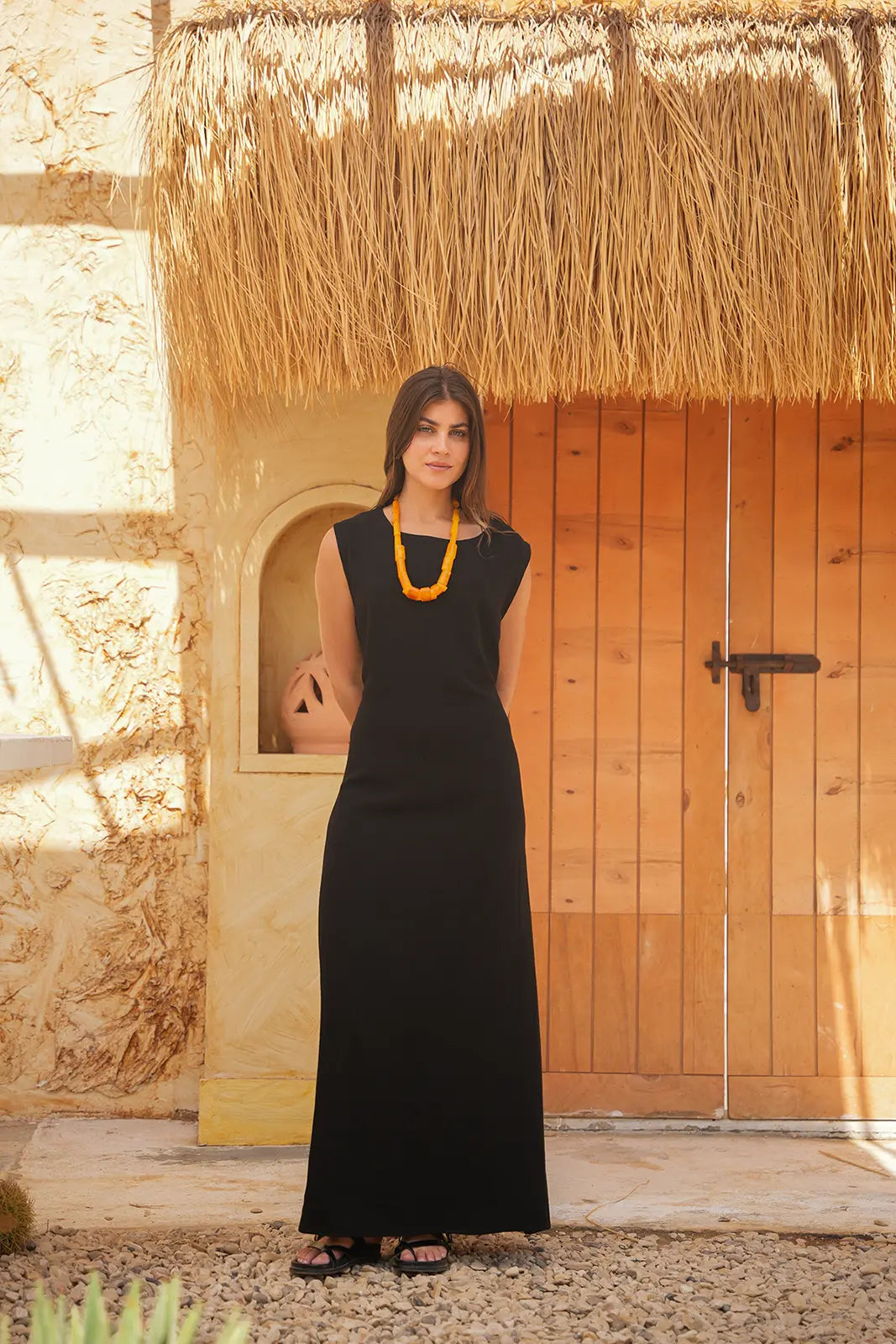 Luminea Amalfi Linen Blend Maxi Dress - Black