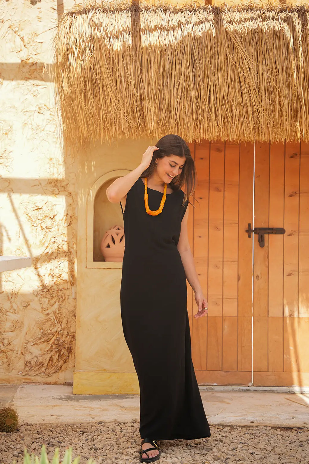Luminea Amalfi Linen Blend Maxi Dress - Black