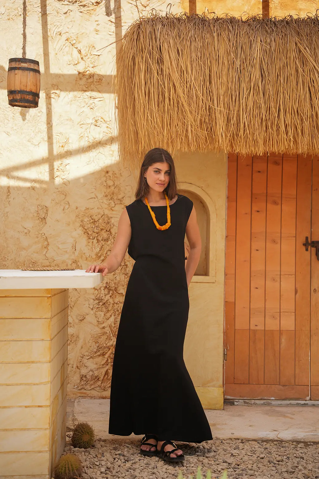 Luminea Amalfi Linen Blend Maxi Dress - Black