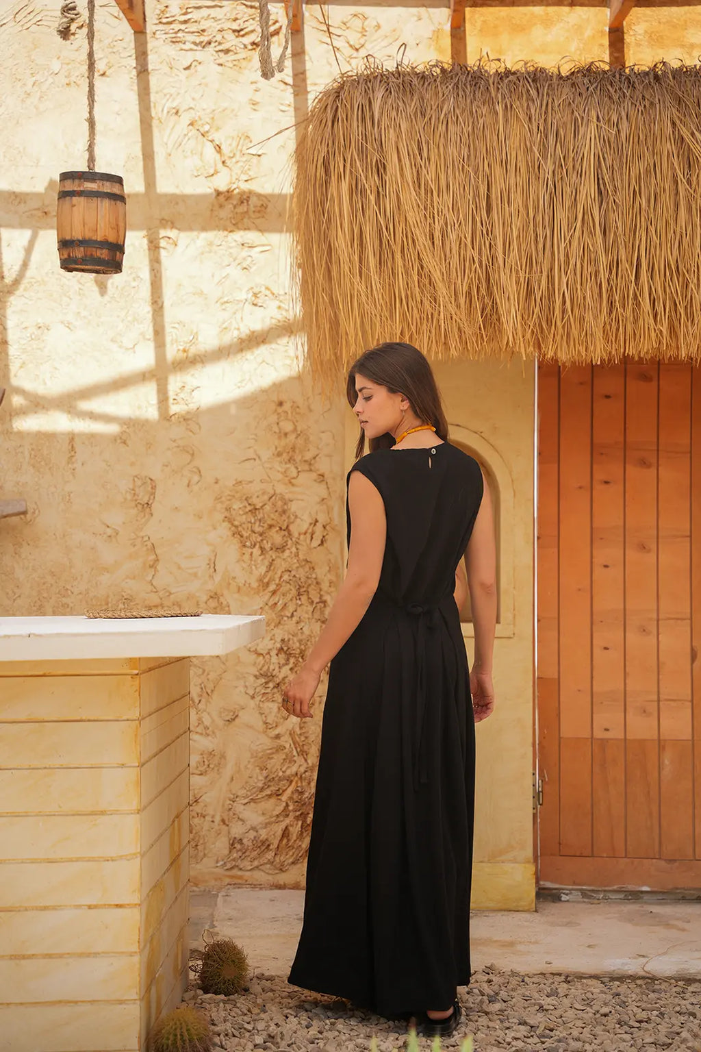 Luminea Amalfi Linen Blend Maxi Dress - Black