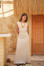 Linen Maxi Amalfi Dress with matching Capri Shirt - Desert Sand