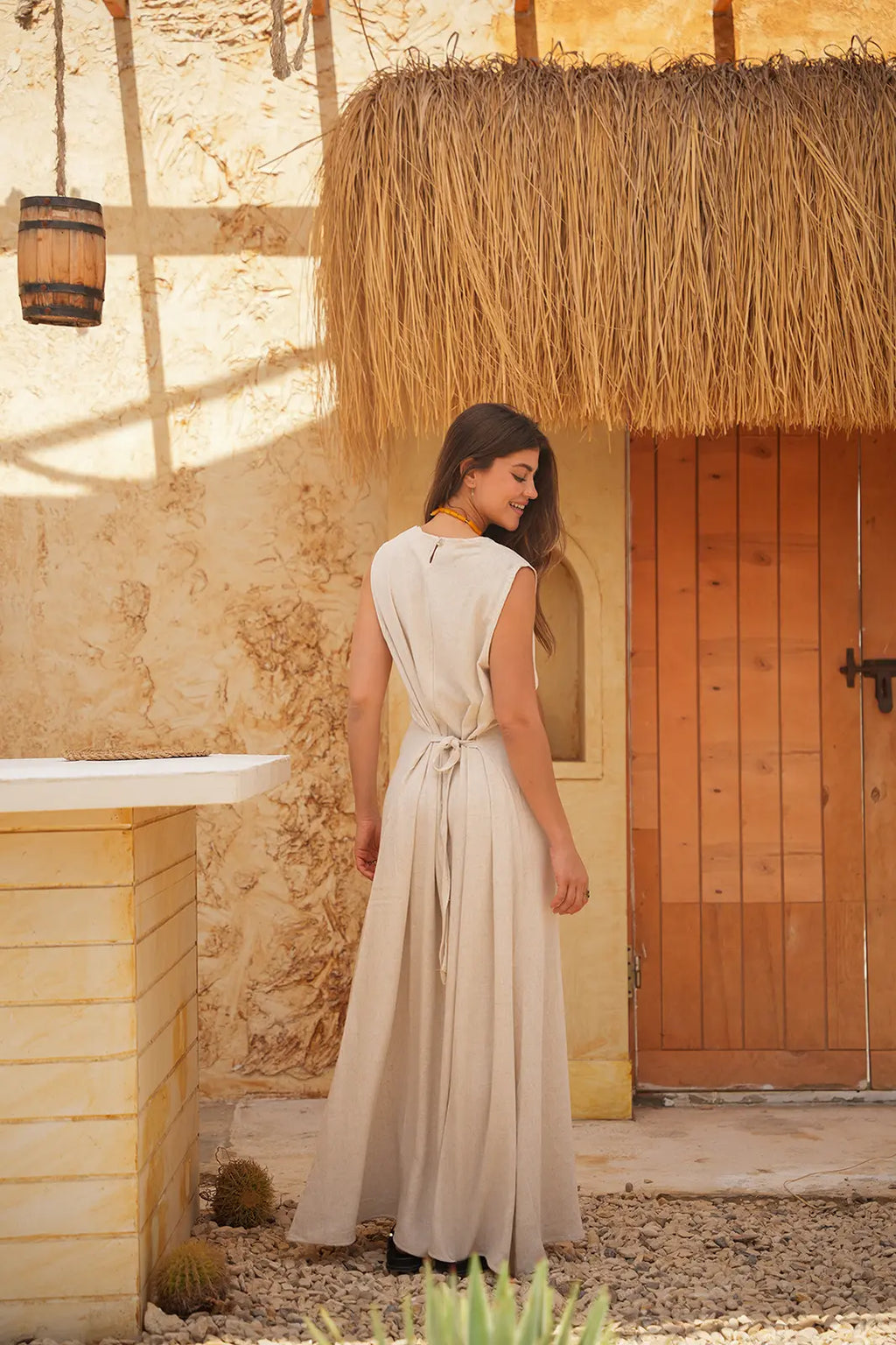 Luminea Amalfi Linen Blend Maxi Dress - Desert Sand