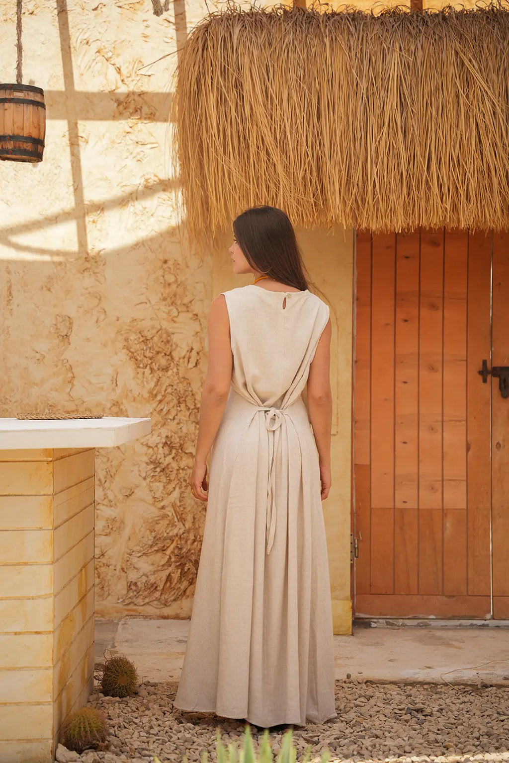 Luminea Amalfi Linen Blend Maxi Dress - Desert Sand