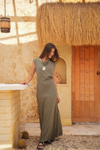 Luminea Amalfi Linen Blend Maxi Dress - Olive Grove